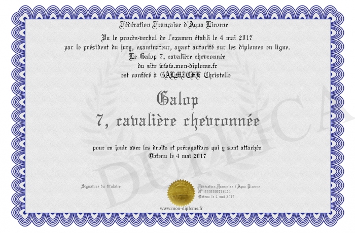 diplome galop 7